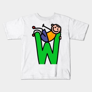 Letter W for Boys alphabet Kids Colorful Cartoon Character Kids T-Shirt